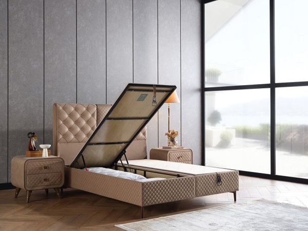 Alfa Nakışlı Baza Medium (26 Cm) - 90X190 - Vizon