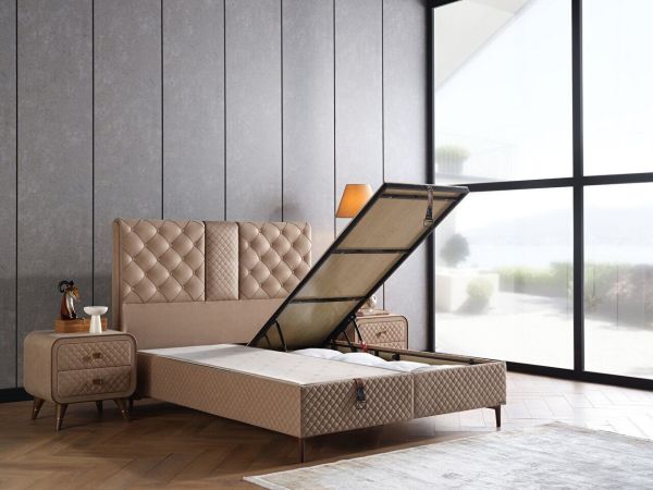 Alfa Nakışlı Baza Medium (26 Cm) - 90X190 - Vizon
