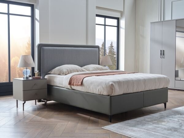 Alfa Düz Baza 120X200 - Astra Gri - Large (29 Cm)